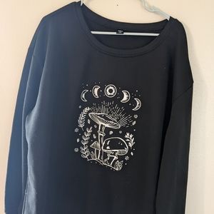 Mushroom and moonprint thermal lined sweat shirt